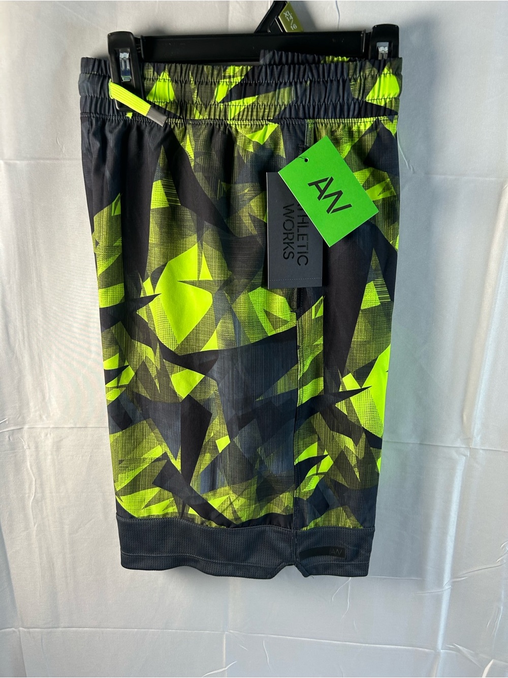 Athletic Works Black & Neon Green Geometric Boys’ Performance Shorts/Trunks/Pant